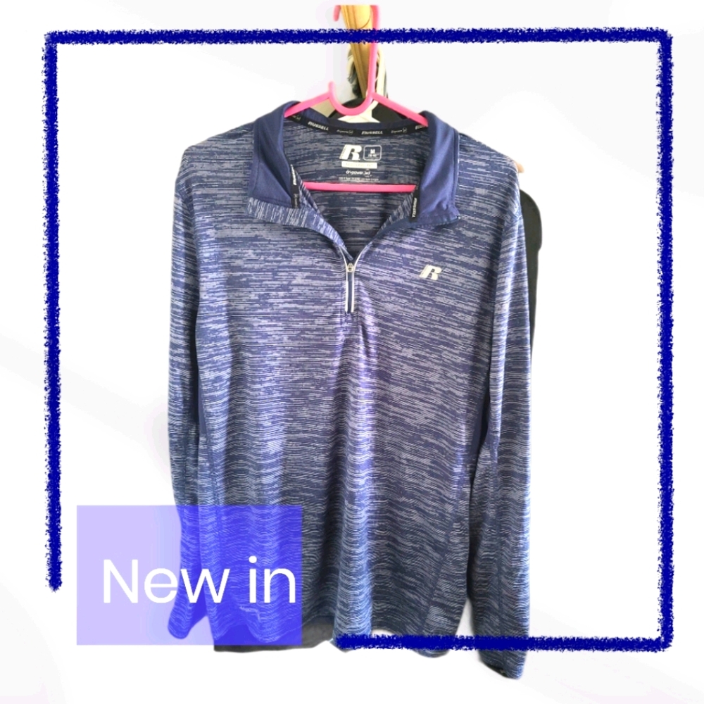 Russell blue men's training fit long sleeve shirt